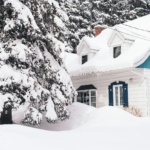 brown house covered with snow near trees during daytime